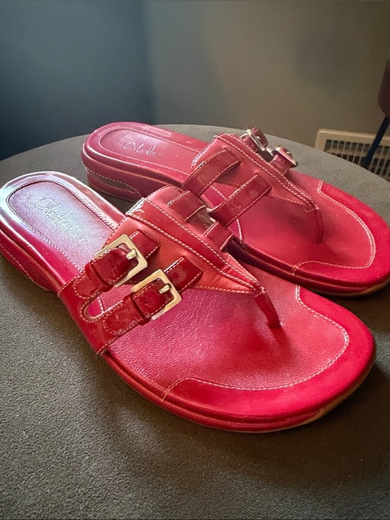 Cole Haan Shoes - Cole Haan Cherry Red Nike Air Slip-On Thong Sandal w/Buckles 7 Summer Chic